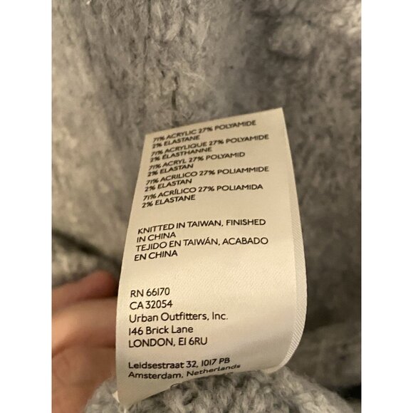 Free People Gray Chunky Knit Mock Neck Sweater Women’s L Acrylic Cozy Pullover - Picture 6 of 7